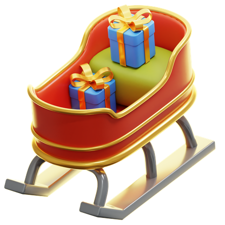 Sleigh With Wrapped Gifts  3D Icon