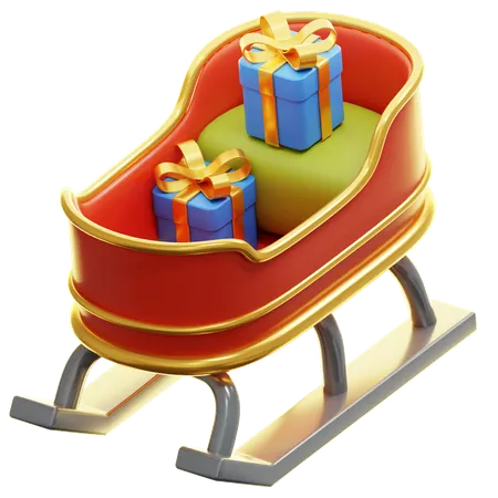 Sleigh With Wrapped Gifts  3D Icon