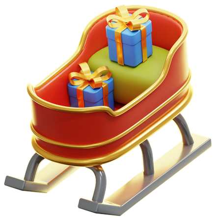 Sleigh With Wrapped Gifts  3D Icon