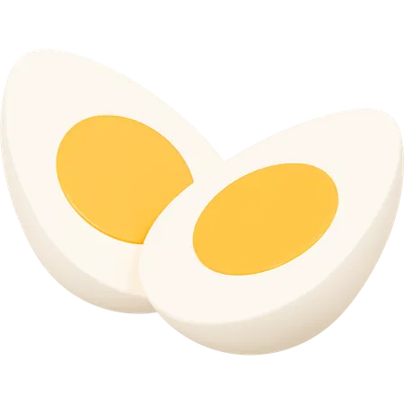 Slice Of Boiled Eggs Heatly Breakfast Cartoon Creative Design 3D Icon