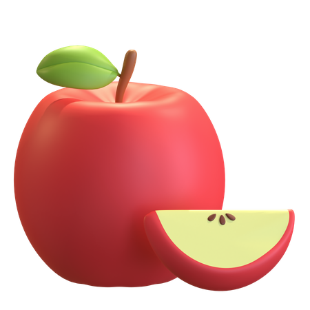 Slice Of Red Apple  3D Icon