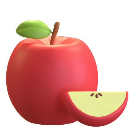 Slice Of Red Apple 3D Icon