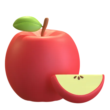 Slice Of Red Apple  3D Icon