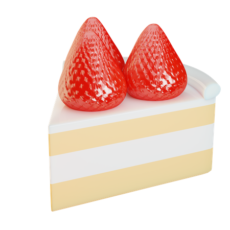 Slice Strawberry Cake 3D Illustration