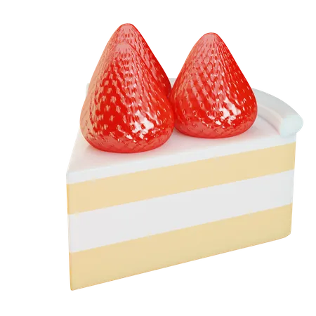 Slice Strawberry Cake 3D Illustration