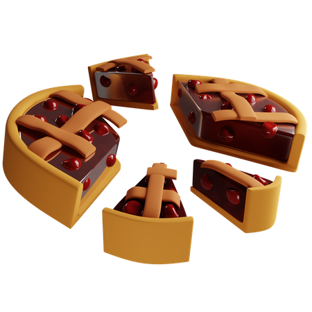 Sliced cherry pie 3D Illustration