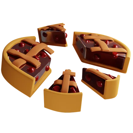 Sliced cherry pie  3D Illustration