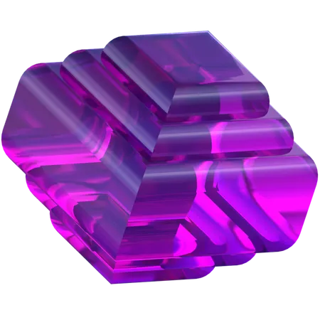 Sliced Cube Abstract Shape  3D Icon