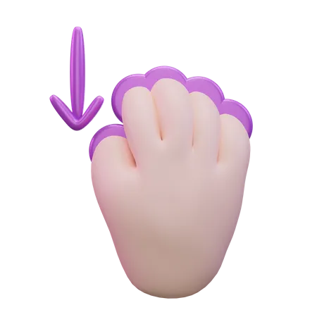 Slide Down Five Finger Hand Gesture  3D Icon