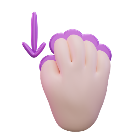 Slide Down Five Finger Hand Gesture  3D Icon