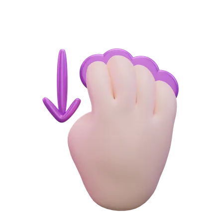 Slide Down Four Finger Hand Gesture  3D Icon