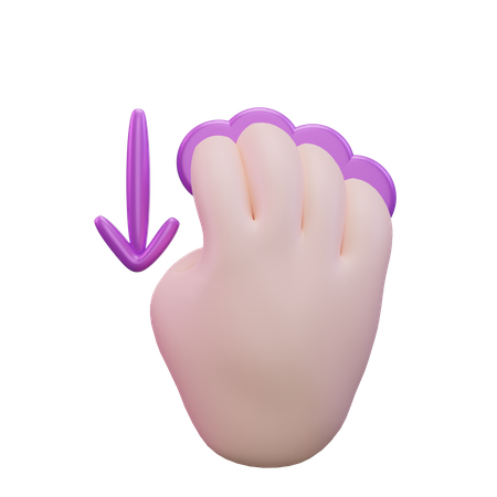 Slide Down Four Finger Hand Gesture  3D Icon