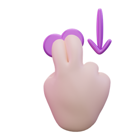 Slide Down Two Finger Hand Gesture  3D Icon