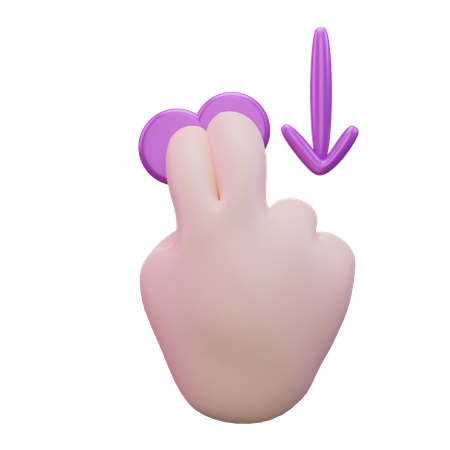 Slide Down Two Finger Hand Gesture  3D Icon