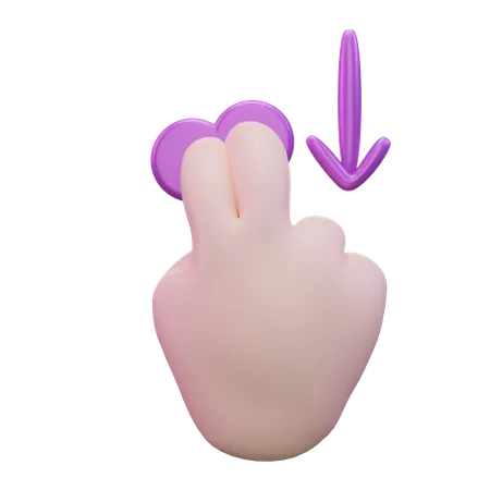 Slide Down Two Finger Hand Gesture  3D Icon