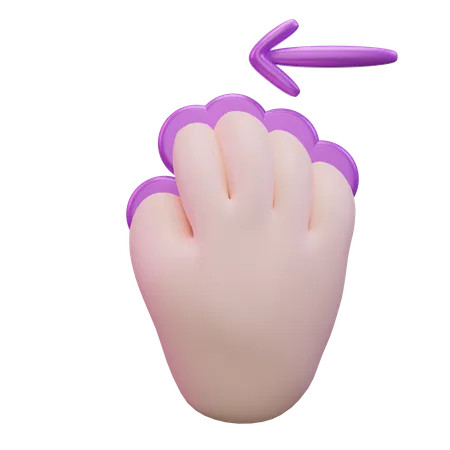 Slide Left Five Finger Hand Gesture  3D Icon