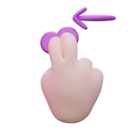 Slide Left Two Finger Hand Gesture  3D Icon