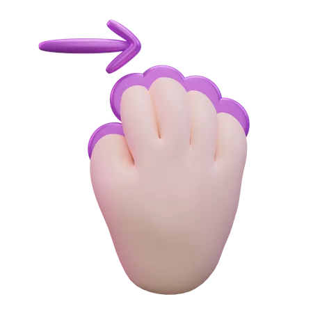 Slide Right Five Finger Hand Gesture  3D Icon