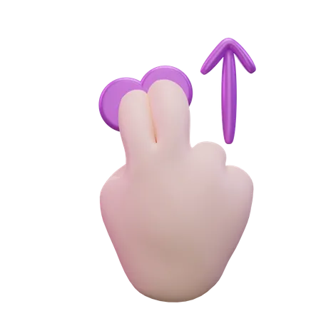 Slide Up Two Finger Hand Gesture  3D Icon