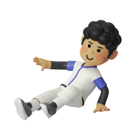 Sliding Tackle Baseball Player Boy  3D Illustration