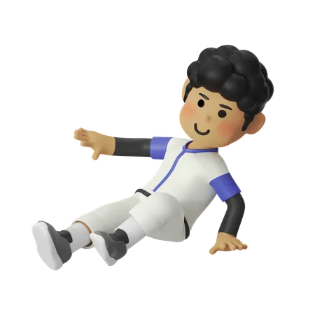 Sliding Tackle Baseball Player Boy  3D Illustration