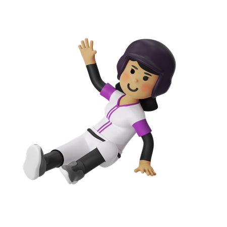 Sliding Tackle Baseball Player Girl  3D Illustration