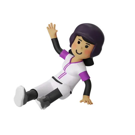 Sliding Tackle Baseball Player Girl  3D Illustration