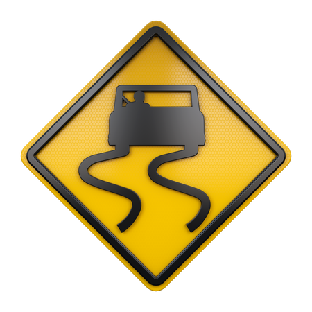 Slippery Road Sign  3D Icon