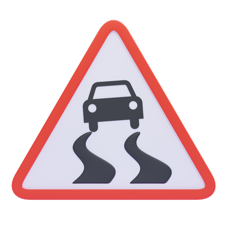 Slippery Road Sign  3D Icon