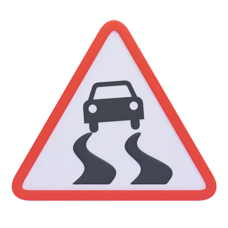 Slippery Road Sign  3D Icon