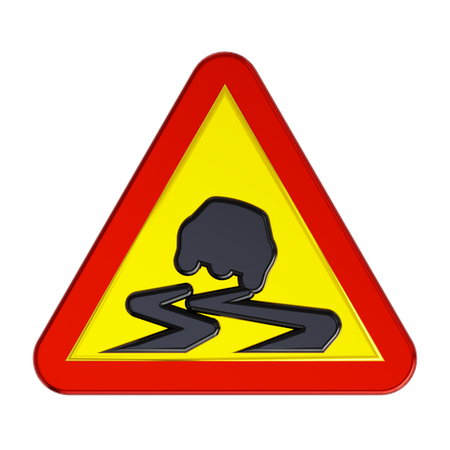 Slippery Road Sign  3D Icon