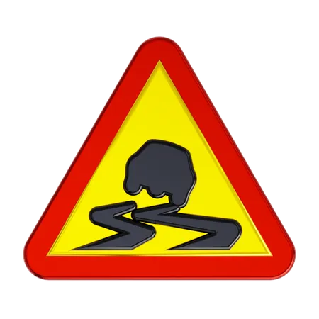 Slippery Road Sign  3D Icon