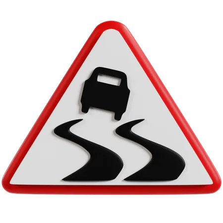 Slippery Road Traffic Sign  3D Icon