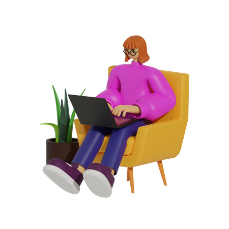 Slouching Toward Success, The Art of Working from Your Sofa  3D Illustration