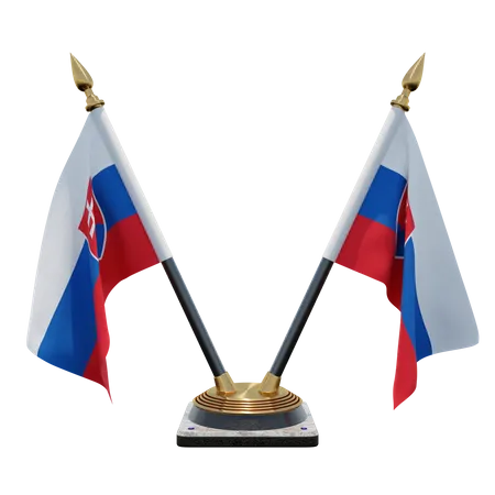 Slovakia Double Desk Flag Stand  3D Flag