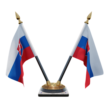 Slovakia Double (V) Desk Flag Stand  3D Icon