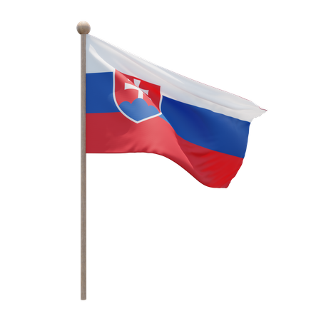 Slovakia Flag Pole  3D Flag