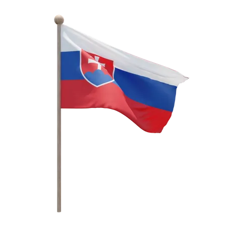Slovakia Flag Pole  3D Flag