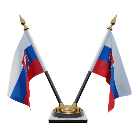 Support de drapeau de bureau double de Slovaquie  3D Flag