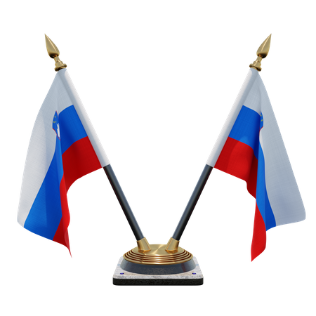 Slovenia Double Desk Flag Stand  3D Flag