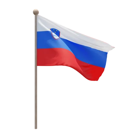 Slovenia Flag Pole  3D Illustration