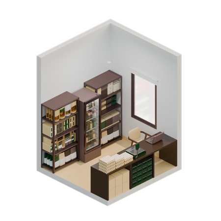 작은 키오스크  3D Icon