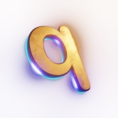 Small letter 'q' text effect 3D Icon download in PNG, OBJ or Blend format