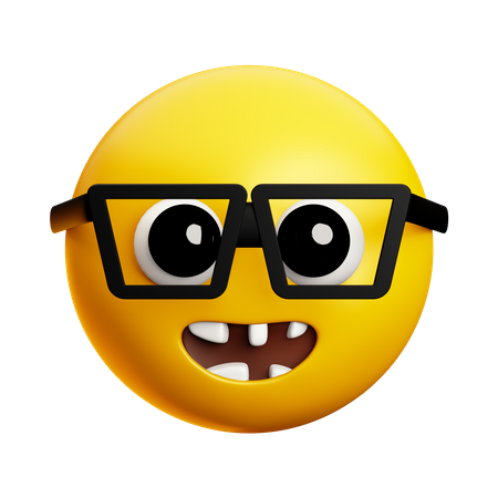 Smart Boy With Cavities Wearing Glasses  3D Icon