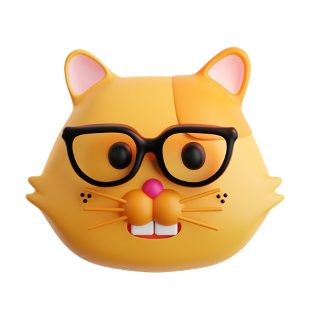 Smart Cat Emoji  3D Icon