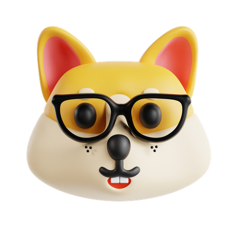 Smart Dog Emoji  3D Icon