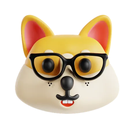 Smart Dog Emoji  3D Icon
