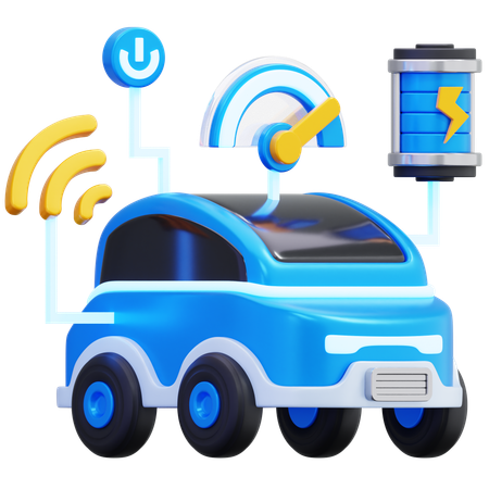 Smart Electric Car Features  3D Icon