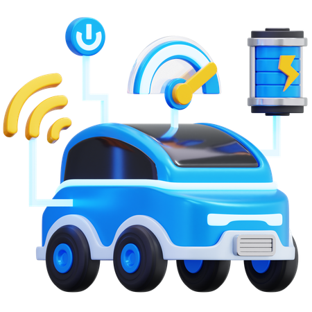 Smart Electric Car Features  3D Icon