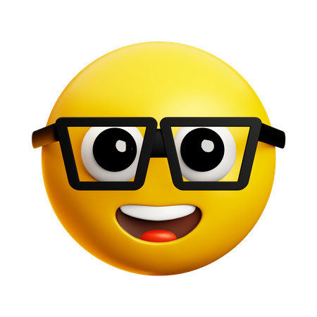 Smart Face With Glasses And Closed Eyes  3D Icon